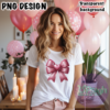 Pink heart sparkle bow PNG design
